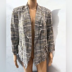 Vintage 80’s Brat pack tweed striped City Girl Jacket-XL